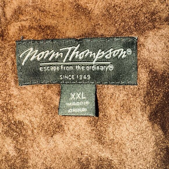 VTG Norm Thompson XXL 2X Tan Brown Suede Leather Quilt Lined Jacket Bomber Zip - Picture 8 of 10